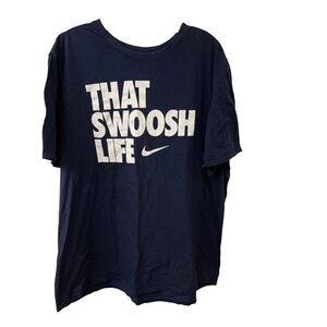 Nike THAT SWOOSH LIFE Blue White Short Sleeve Training Tee Sz XXL